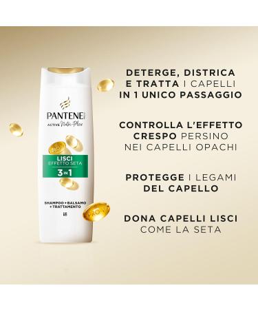  Pantene Pantene 3 in 1 Smooth Silk Effect Shampoo for Crepes and Mattes with Active Nutri-Plex 6 x 250 ml - Buy Online on GoSupps.com