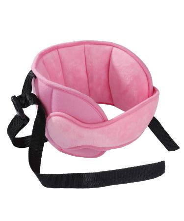 Child Car Head Support Adjustable Cotton Car Seat Headrest for Baby Kids Toddler Head Protector Strap and Neck Support Band Pink