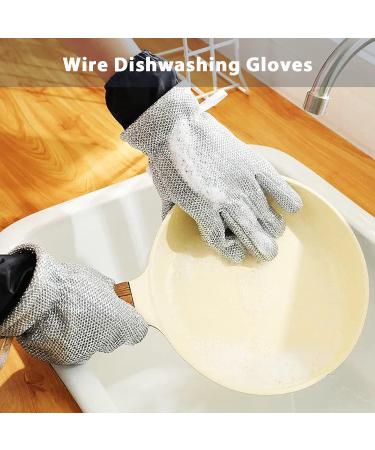 Wire Dishwashing Gloves - Reusable Thickened Waterproof Kitchen Dishwashing Gloves - Buy Online on GoSupps.com