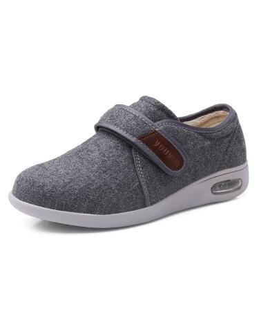 Yytcsjz Swollen Feet Diabetic Edema Boots Slippers Extra Wide Surgery Recovery Shoe Non Slip Fattening and Widening for Elderly Plantar Fasciitis (Color : Grey Foot Length : 22.5CM) 22.5CM Grey