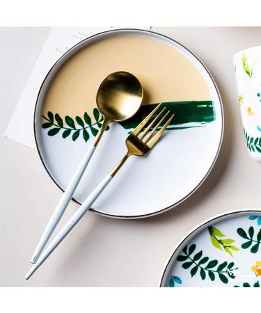 Dinner Plates Creative Kitchen Dinnerware Set 4-Piece Ceramic Dinner Plate Sets Plate Bowl Mug Service for 1 Personality Household Dishes Set Plates Kitchenware - Buy Online on GoSupps.com