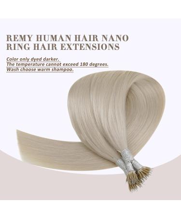 Nano Hair Extensions Human Hair Blonde Nano Beads Hair Extensions Human Hair Platium Blonde Hair Extensions Nano Straight Hair 20in 50g 1g/s #60A - Buy Online on GoSupps.com