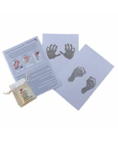 BUSHBABY Inkless Hand & Footprint Kit Inkless Handprint Kit Inkless Paw Print Kit Newborn Keepsake Essential Baby Unisex Gifts New Born Baby Shower Gifts for Mum Baby Ink Pads for Hands and Feet 2 wipes Silver