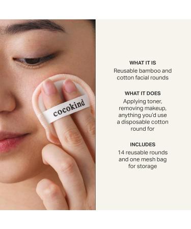 Cocokind Reusable Facial Rounds - Eco-Friendly Makeup Remover Pads Made from Bamboo & Cotton | Sustainable Cotton Rounds with Bag for Easy Use - Buy Online on GoSupps.com