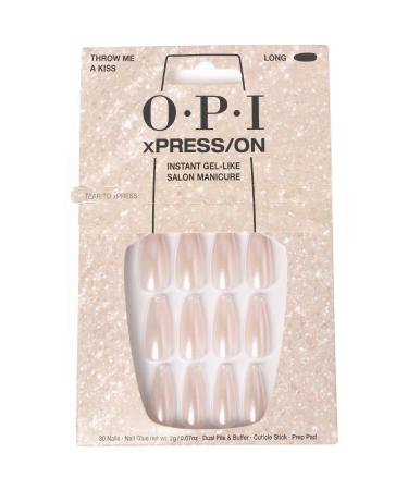 OPI xPRESS/ON Press on Nails | Long Coffin Nail Art Press On Nails | With Nail Glue | Long Lasting Reusable Non-damaging Throw Me a Kiss
