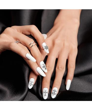 3D Silver Cross Nail Charms - Retro Punk Heart Designs for Nail Art - Nail Decoration Supplies - Buy Online on GoSupps.com