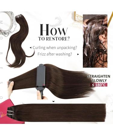 Moresoo Dark Brown Clip in Human Hair Extensions 12 Inch Remy Double Weft - 5 Pieces/70g #4 - Buy Online on GoSupps.com