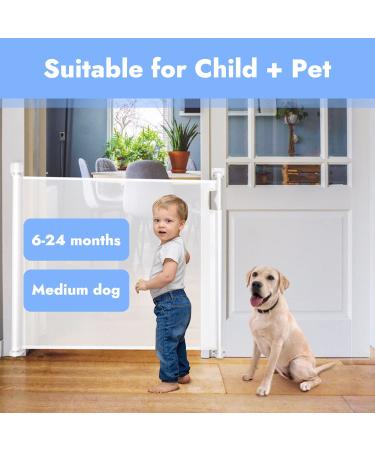 Papablic Retractable Baby Gate | Auto Lock Safety Gate for Baby & Pet | 34 Tall Extends to 54 Wide | Extra Wide Dog Gate for Indoor Outdoor Stairs | White - Buy Online on GoSupps.com