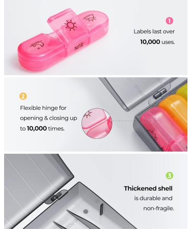 Weekly Pill Organizer - 3 Times A Day 7 Day Pill Box with 180 Wide Open Design - Easy to Fill & Retrieve | Double Protection Case for Vitamins Fish Oil Supplements - Buy Online on GoSupps.com