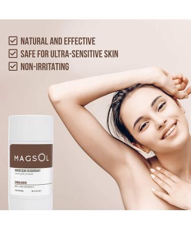 MAGSOL Natural Deodorant with Magnesium for Men & Women - Sandalwood Scent - Aluminum and Baking Soda Free - 3.2 oz - Buy Online on GoSupps.com
