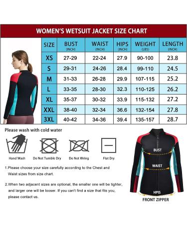 DEHAI 2mm Neoprene Wetsuit Top Jacket for Women, Front Zipper, Red - Medium - Buy Online on GoSupps.com
