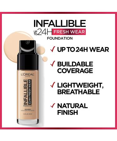 L'Oreal Paris Infallible Fresh Wear Foundation 24H - Beige Ivory 411, 1 oz - Buy Online on GoSupps.com