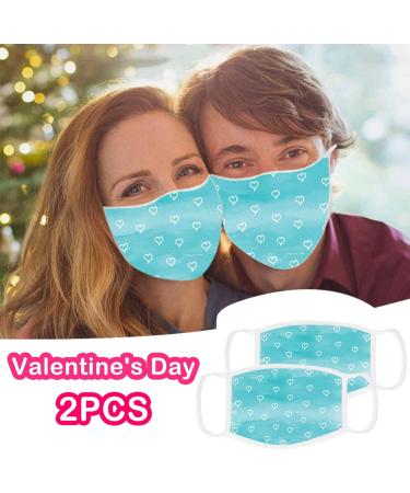 2PCS Comfortable Windproof mask Cute Sweet Heart Shapes On Blurry Background Romantic Love Valentines Day Printed Facial decorations for adult - Buy Online on GoSupps.com