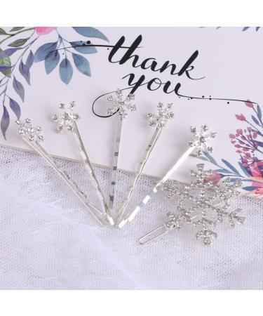 Minkissy Snowflake Hair Clips - 6 Christmas Crystal Hairpins for Winter Styling (White) | International Shipping Available - Buy Online on GoSupps.com