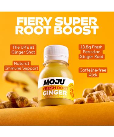 MOJU Ginger Shots (24x60ml) | Immune Support Natural Ingredients No Added Sugars or Sweeteners Vegan Energy Shots Ginger 24 x 60ml Shots - Buy Online on GoSupps.com