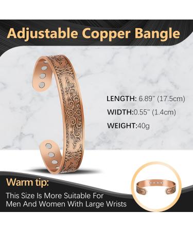 Jeracol Copper Bracelet 99.99% Solid Pure Copper Magnetic Jewelry - 3800 Gauss Family Tree Design with Gift Box - Buy Online on GoSupps.com