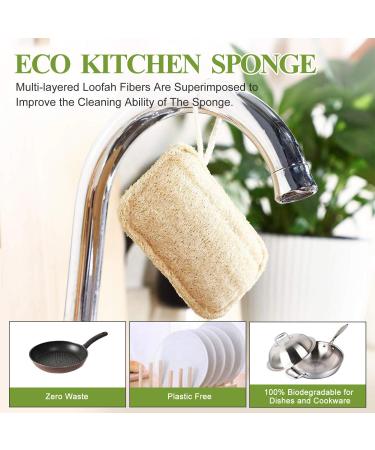 4 Pieces Biodegradable Luffa Sponges - Reusable Natural Bathing & Dish Cleaning Washers with Cord | Eco-Friendly Kitchen & Spa Essentials - Buy Online on GoSupps.com