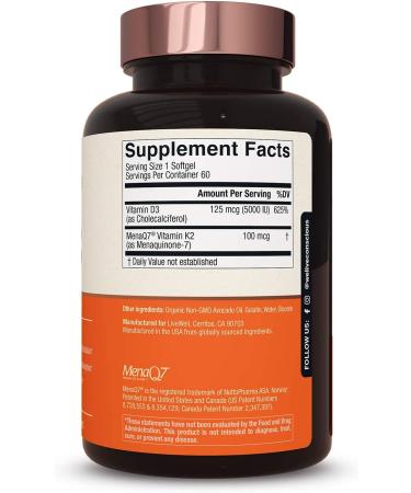 Live Conscious K2+D3 - 60 Softgels for Bone & Heart Health Support - Buy Online on GoSupps.com