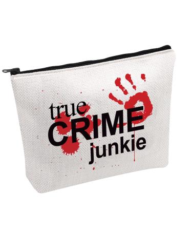 PWHAOO True Crime Junkie Horror Cosmetic Bag True Crime Gift Murderino Gift Halloween Day Gift True Crime Junkie B