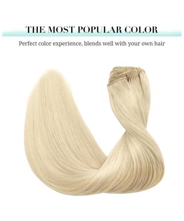 Doores Real Hair Extensions Clip In - Light Platinum Blonde 40cm (16 Inch) - 120g Remy Hair - 7 Piece Set for Natural Smooth Look - Buy Online on GoSupps.com