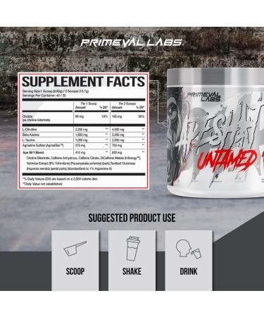 Primeval Labs Ape Untamed Pre Workout Energy Drink Powder - Strawberry Lemonade | Pump & Focus Support | Nitric Oxide Boost with L-Citrulline & Beta Alanine | 40 Servings - Buy Online on GoSupps.com
