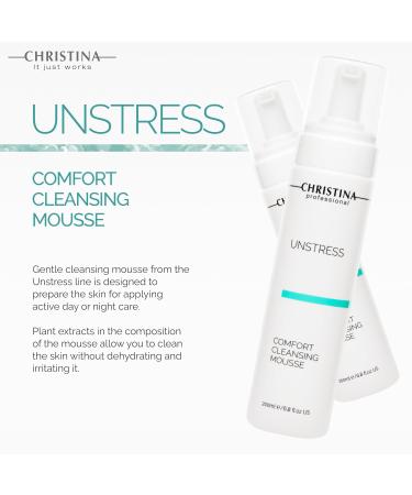 Buy CHRISTINA Unstress Comfort Cleansing Mousse - Gentle Green Tea & Vitamin B5 Face Cleanser for All Skin Types 200ml | 24-Hour Hydration - Buy Online on GoSupps.com