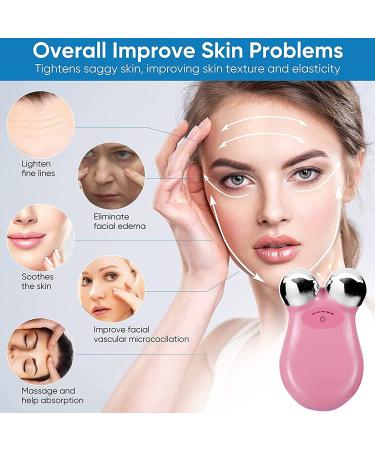 2023 New Microcurrent Face Roller - Lift and Tighten Skin | USB Mini Facial Rejuvenation Device in Pink - Buy Online on GoSupps.com