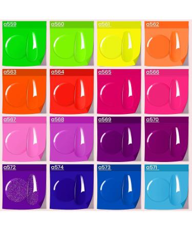 Beetles Gel Nail Polish Kit 16 Pcs Neon Collection - Bright Spring Summer Colors - Includes Base Gel, Glossy & Matte Top Coat - Long-lasting Neon Vacation Nails Art Set - Buy Online on GoSupps.com