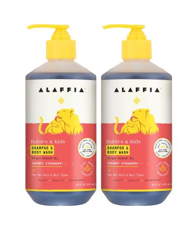 Alaffia Babies and Kids Shampoo and Body Wash, Gentle and Non-Irritating for Soft Hair and Skin, Coconut Strawberry, 2 Pack – 16 Fl Oz Ea 16 Fl Oz (Pack of 2)