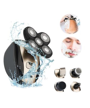 Head Shavers for Bald Men 6 in 1 Electric Shavers for Men Bald Head Shaver for Men Electric Razor Men Trimmer Head Gifts for Men(Beige)