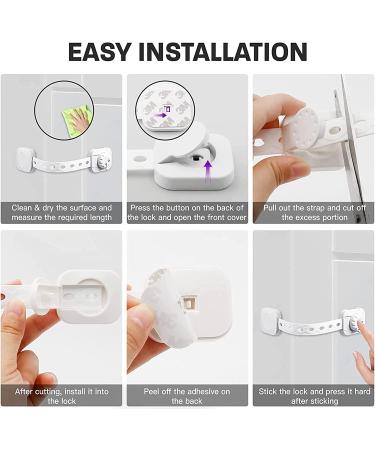 Baby Safety Cabinet Locks (6 Pack) - Childproofing Drawers, Doors, Appliances - Adjustable Strap Lock with 3M Adhesive - Easy Installation - Buy Online on GoSupps.com