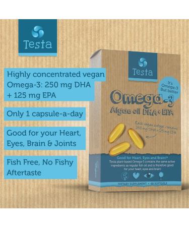 Vegan Algae Omega 3 Supplement - DHA & EPA Fatty Acids for Heart, Brain, and Joint Health - 2 Month Supply - Buy Online on GoSupps.com