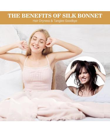 Abeillo Silk Sleep Bonnet - Adjustable Satin Cap for Women - Soft Elastic Band - Gold - Buy Online on GoSupps.com