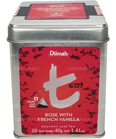 Dilmah Rose with French Vanilla Tea 20 Luxury Tea Bags in Tin Caddy - Dilmah Exceptional Real Leaf Tea Pure Ceylon French Vanila Tea Box - Buy Online on GoSupps.com