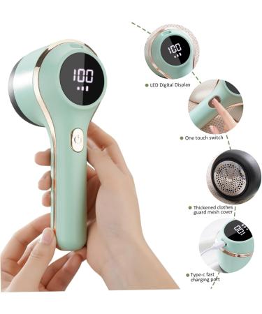 Fabric Shaver 3-Speeds | Rechargeable Lint Remover with 6 Blades & Battery Display - Green Sweater Defuzzer for Clothes & Furniture - Buy Online on GoSupps.com
