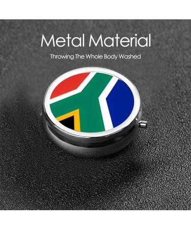 South Africa Flag Portable Metal Pill Box - Round Mini 3-Compartment Design for Small Pills Ideal for Travel - Buy Online on GoSupps.com