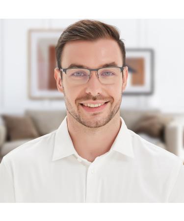 Buy Eyecedar 5-Pack Men's Blue Light Blocking Reading Glasses - Gunmetal Half Frame Anti-Eye Strain & Anti-Glare +3.00 Power - Buy Online on GoSupps.com