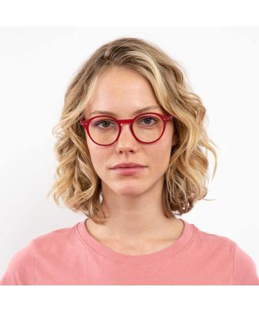 Muunel Blue Light Glasses with Essilor Anti-Glare Coating | Luca Uvallblue for HD Vision | Stylish Black Frame for Women | Non-Prescription Red Lens - Buy Online on GoSupps.com