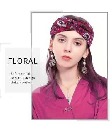 KAVYA Wide Headbands for Women's Hair Headband Soft Head Bands Adult Women Hairband Turban Flower Cotton Head band Everyday Yoga Sport Fitness Yellow blue white rose - Buy Online on GoSupps.com