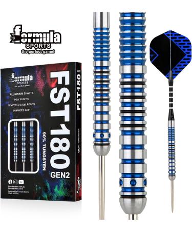 Formula 90% Tungsten Darts Set - 21g/22g/23g/24g Steel Tip with Aluminum Shafts and Dart Sharpener | Premium Tungsten Steel Tip Darts - Complete Metal Tip Set - Buy Online on GoSupps.com