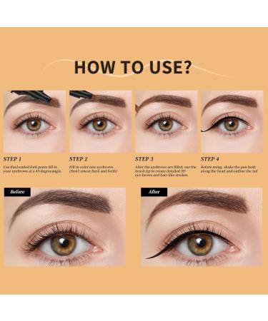 QIC 2-in-1 Microblading Eyebrow Pen & Eyeliner - Waterproof 3D Magic Pencil with Double Head Fork Tip - Long-Lasting Black - Buy Online on GoSupps.com