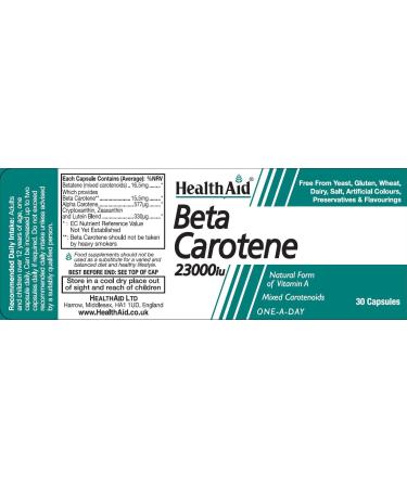 Buy Health Aid Beta-Carotene 15mg - Natural 30 Capsules | Boost Your Health & Immunity | Fast International Shipping - Buy Online on GoSupps.com
