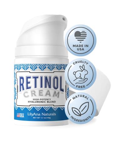 LilyAna Naturals Retinol Cream for Face - Made in USA, Retinol Cream, Anti Aging Cream, Retinol Moisturizer for Face and Neck, Wrinkle Cream for Face, Retinol Complex - 1.7oz 1.7 Ounce (Pack of 1)