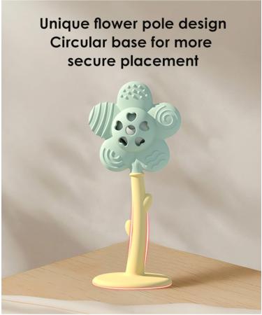 KIAANS Baby Teething Toys | BPA Free Silicone Flower Teether Rattle | Mint Sensory Teether for Babies - Safe & Soft - Buy Online on GoSupps.com