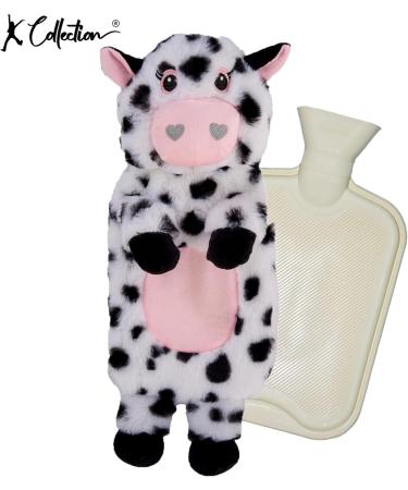 K Collection Cow Design 3D Novelty Hot Water Bottle with Plush Cover - Premium Natural Rubber - Black/White HWB - Buy Online on GoSupps.com