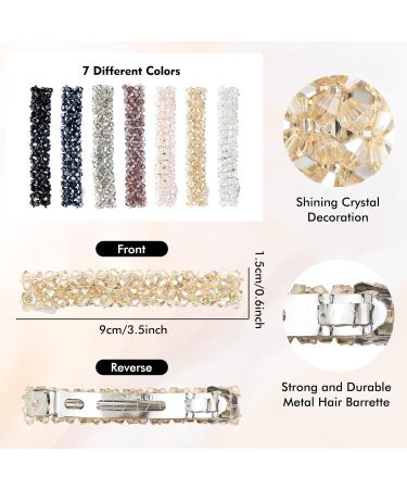 Dizila 7 Pack Korean Sparkly Crystal Hair Barrettes - Decorative Rhinestone Gems French Hair Clips for Women & Girls - Buy Online on GoSupps.com