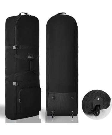 DAREKUKU Soft Golf Travel Bags, Heavy Duty 900D Polyester Oxford Wear Resistant, Extra Storage Pocket, Upgraded Rubber Wheels Black 50 Inch