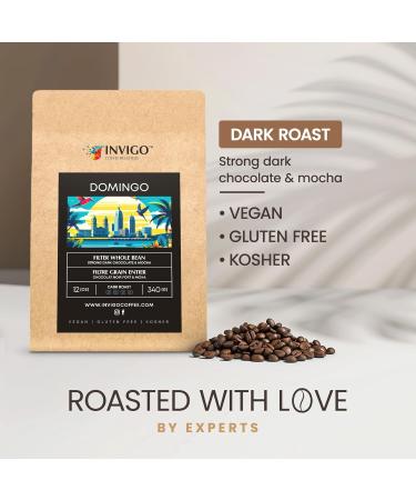 Invigo Filter Coffee Beans 340g - Whole Coffee Beans Small Batch & Local Premium Roasting Vegan & Gluten-Free Birthday Gift for Coffee Lovers Whole Beans Domingo - Buy Online on GoSupps.com