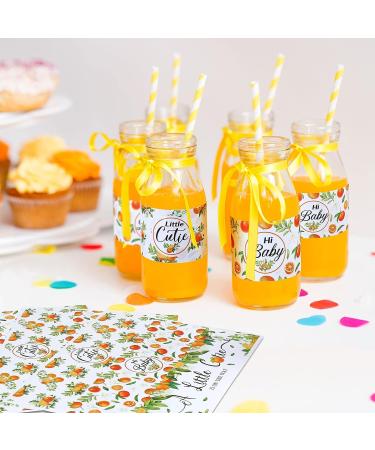 48 Little Cutie Baby Shower Water Bottle Labels - Orange Wrapper Stickers for Boy Girl Baby Shower Decorations - Buy Online on GoSupps.com