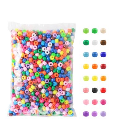 Simetufy 1200 Pcs Pony Beads Plastic Beads for Bracelet Making, Multi-Colored Beads for Hair Braiding, DIY Crafts, Kandi Jewelry, Key Chains and Ornaments Decorations 24 Assorted Colors